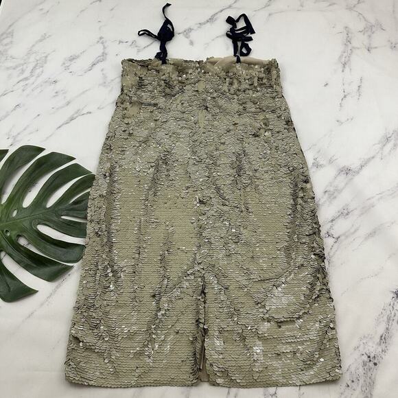 J.Crew Tie Shoulder Sequin Midi Dress Size 14 Beige Desert Canyon Sparkle - Picture 7 of 10